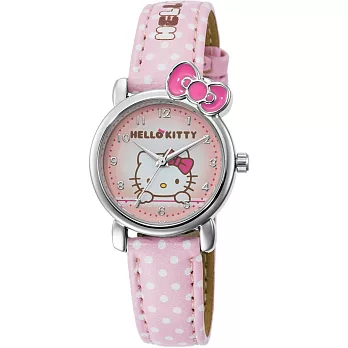 【HELLO KITTY】凱蒂貓嬌滴圓點蝴蝶結手錶 (粉紅 KT012LWPP-1)