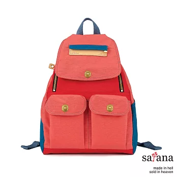 satana - 小拉鍊後背包 - 紅藍混色