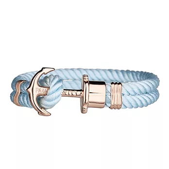 PAUL HEWITT 尼龍繩編織玫瑰金船錨手環XL天空藍