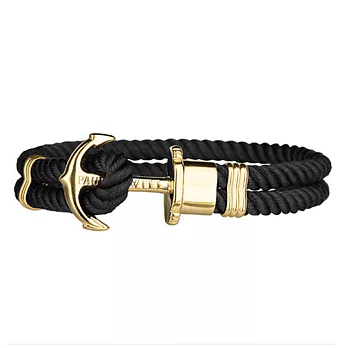 PAUL HEWITT 尼龍繩編織金色船錨手環M黑色