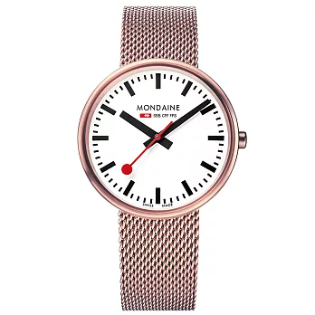 MONDAINE 瑞士國鐵MINI GIANT小巨人腕錶/35mm-玫瑰金鍊帶無玫瑰金