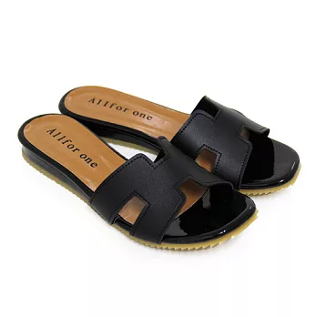 【Pretty】簡單舒適平底拖鞋24黑色