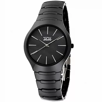 NATURALLY JOJO 極簡美學時尚陶瓷腕錶-珍珠母貝 黑x銀/38mm珍珠母貝 黑x銀