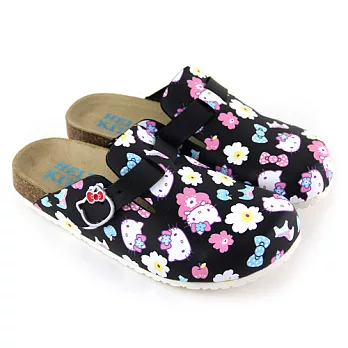 HELLO KITTY 甜美凱蒂貓印花前包後空拖鞋23黑色