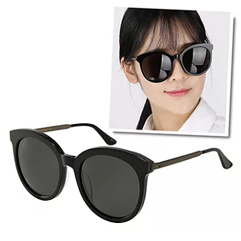 【GENTLE MONSTER 太陽眼鏡】LOVESOME-C01GUN 時尚圓形大框墨鏡(黑-槍色/灰鏡面)