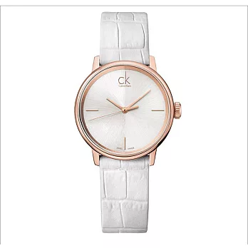 calvin klein ck手錶 休閒皮帶 玫瑰金石英女錶 K2Y2Y6K6(平行輸入)