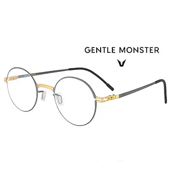 【GENTLE MONSTER 光學眼鏡】NATIVE-NO.12-G1-百搭復古圓框款 (深灰x金框)