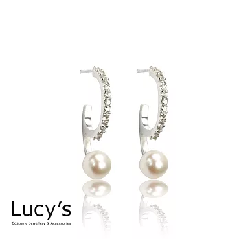 Lucy’s 925純銀微奢華珍珠滿鑽耳環