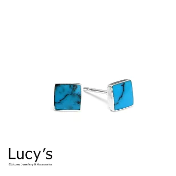 Lucy’s 925純銀歐美土耳其寶石方形貼耳耳環