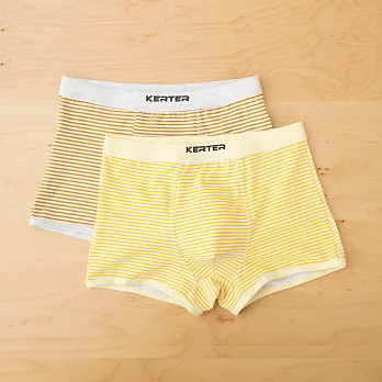 小學生來了-男童時尚四角內褲(2入) 條紋-黃/棕-140