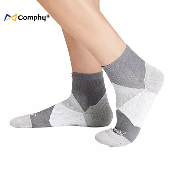 【Comphy +】幾何運動短襪 2 雙組 M 號(淺灰)- 除臭 抑菌 吸濕排汗更舒服