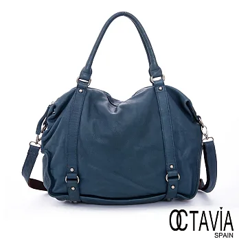 OCTAVIA 真皮 - 弗羅倫斯 真女人舒軟牛皮肩斜二用包 - 淺藍調