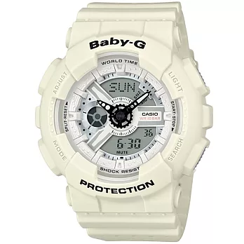 【CASIO】卡西歐 BABY-G系列 動感網眼潮流雙顯電子錶 (象牙白 BA-110PP-7A )