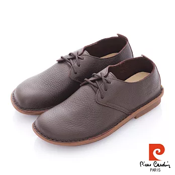 Pierre Cardin(男) - 寛心 圓楦綁帶素面休閒鞋 - 咖25咖