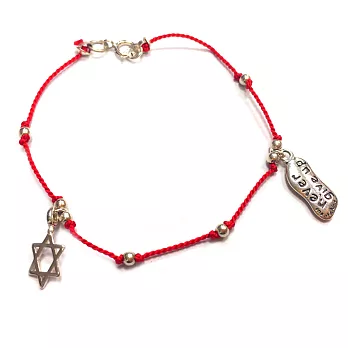 One of a kind 紅色線 亮銀豆豆 能量六芒星X永不放棄NGU 細款手鍊