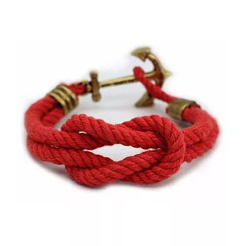 Kiel James Patrick 美國手工船錨水手繩結單圈編織手環XS紅色