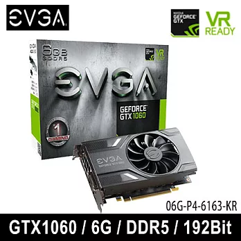 EVGA 艾維克 GTX1060 SC 6G ACX2.0 D5 顯示卡 (06G-P4-6163-KR )