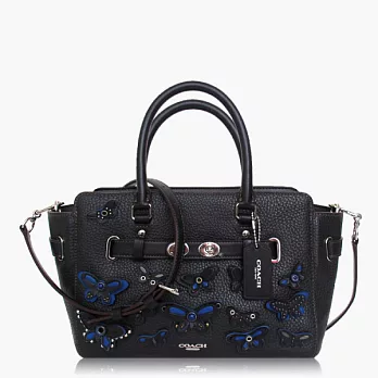 【COACH 多種背法】皮革 / 肩背 / 斜背兩用包(立體蝴蝶款)_黑色