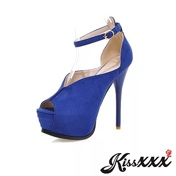 【KissXXX】優雅性感細跟魚嘴高跟涼鞋(預購)EU34寶藍