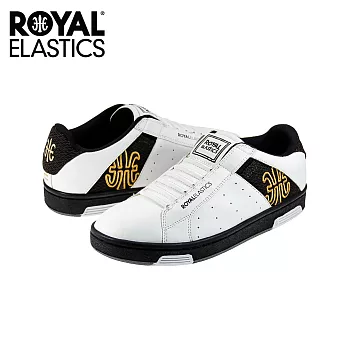 【Royal Elastics】男-Icon Alpha 休閒鞋-白黑/金標(02073-073)US8白黑/金標