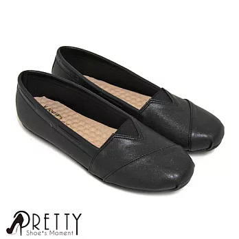 【Pretty】大尺碼-極簡皮革舒適平底鞋JP26.5黑皮