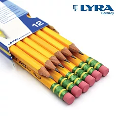 【德國LYRA】百年經典(附橡擦)黃桿鉛筆(HB)12入