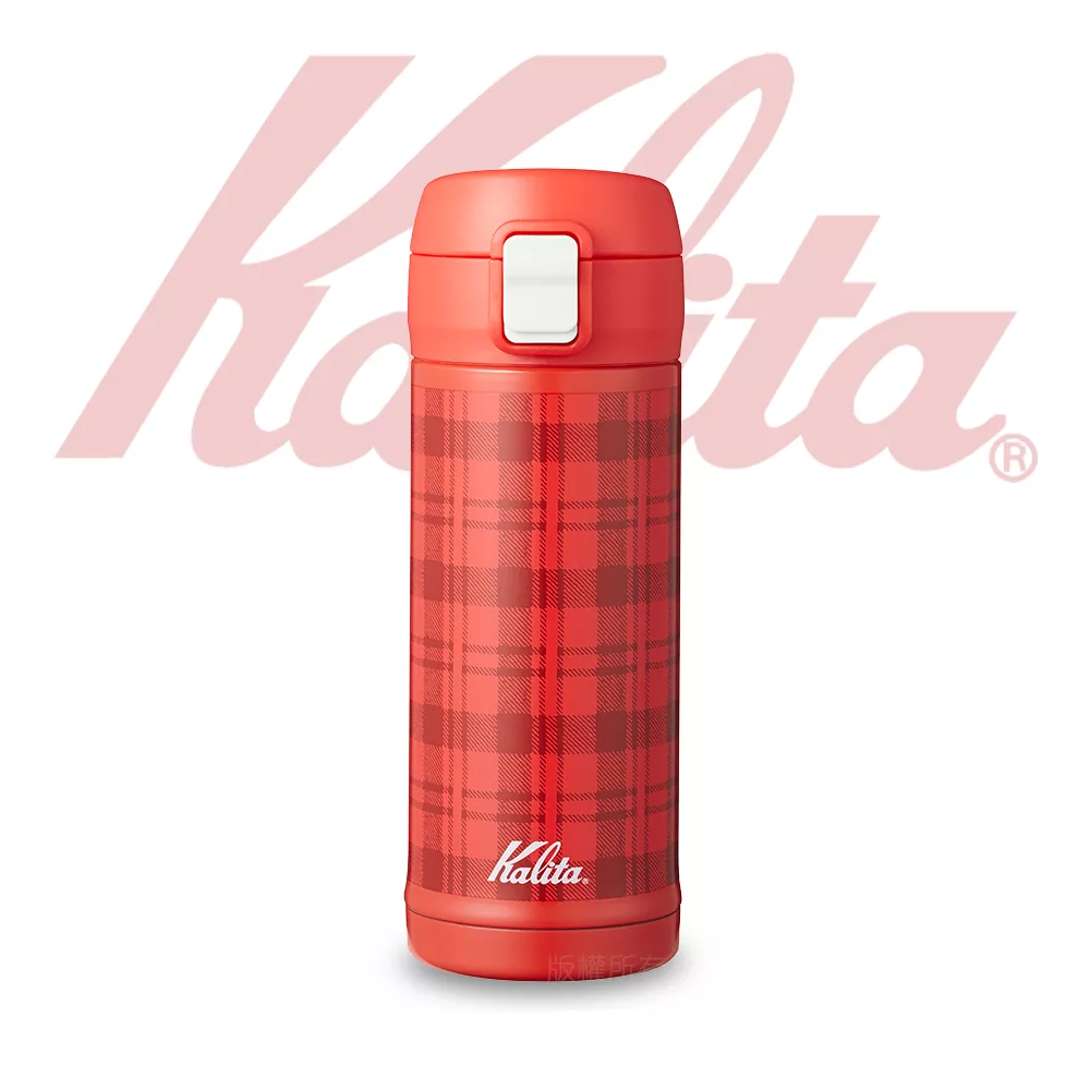 【日本】KALITA紅格紋不銹鋼保溫瓶（約350 ml）