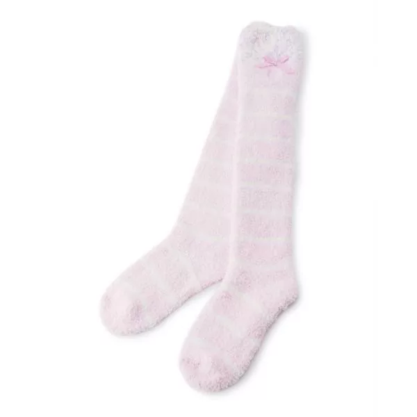 16’粉彩線條編織長襪  粉紅色