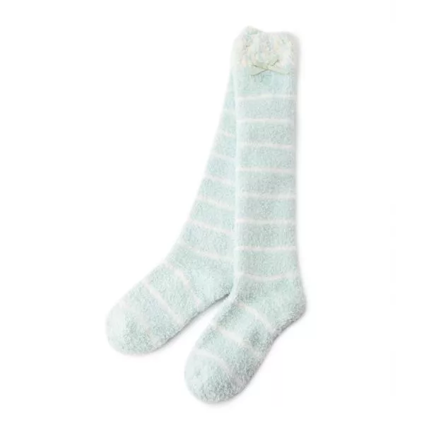 16’粉彩線條編織長襪 綠色