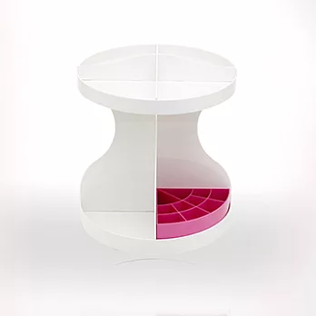 韓式360度旋轉 圓形化妝品收納架 附隔層盤白色