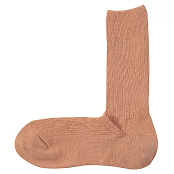 [MUJI無印良品]男祕魯棉混螺紋直角襪26~28cm煙燻橘