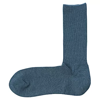[MUJI無印良品]男祕魯棉混螺紋直角襪26~28cm淡藍