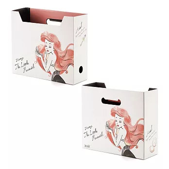 《KAMIO》迪士尼公主水墨彩妝系列硬紙材質A4文件收納箱(小美人魚)