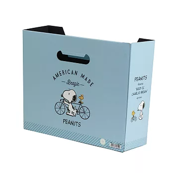《KAMIO》SNOOPY硬紙材質A4文件收納箱(腳踏車藍)