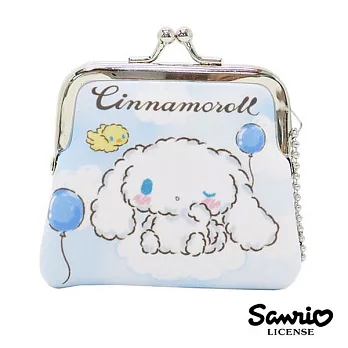 【日本進口正版】大耳狗 Cinnamoroll 小型 防震棉 珠扣包/零錢包 三麗鷗 Sanrio