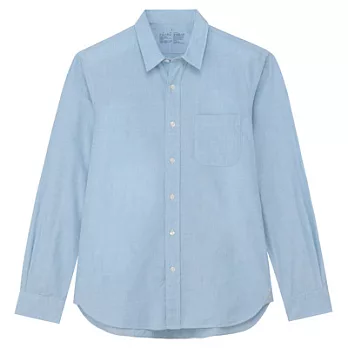 [MUJI無印良品]男有機棉水洗平織布襯衫XS天空藍