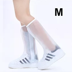 【EZlife】高筒隱藏式拉鍊全方位防雨鞋套─磨砂白M