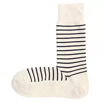 [MUJI無印良品]男有機棉混橫紋直角襪25~27cm粉米