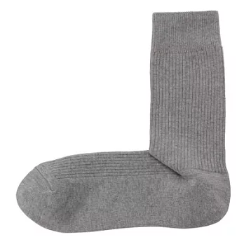 [MUJI無印良品]男有機棉混螺紋直角襪灰色28~30cm