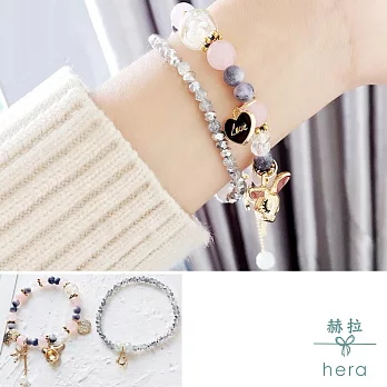 【Hera】赫拉 手作串珠多層水晶手鍊皇冠兔子海星流蘇吊墜雙層手串