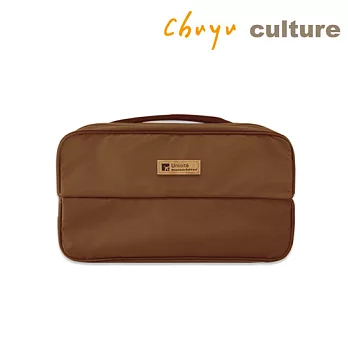 珠友雙開口分隔收納包/分類收納/行李衣物/旅行收納-Unicite經典咖