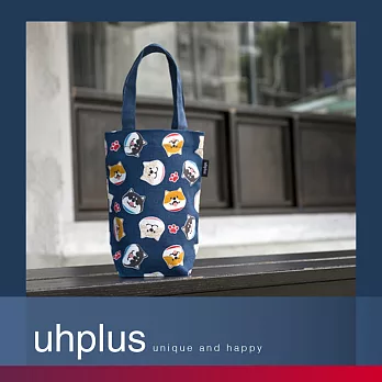 uhplus Love Life 隨行環保飲料袋(長版)-卡哇伊柴犬(藍)