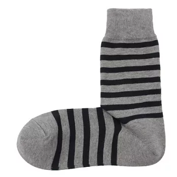 [MUJI無印良品]男有機棉混寬橫紋直角襪灰色28~30cm
