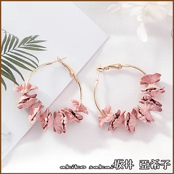 『坂井.亞希子』甜美氣質手作布藝花瓣造型耳環 -粉色花朵