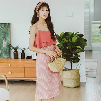 安妮陳|告別告白|原創設計豎條紋背帶連衣裙 S/M/L S淡粉色