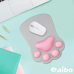 aibo Q彈3D立體貓掌 護腕滑鼠墊氣質灰