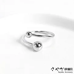 【Sayaka紗彌佳】925純銀極簡風格金屬原色圓珠造型戒指 ─單一款式