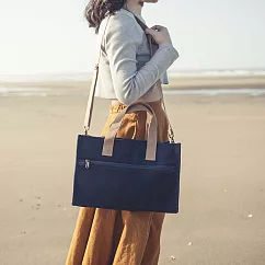 【一帆布包】帆布方形手提包─深藍