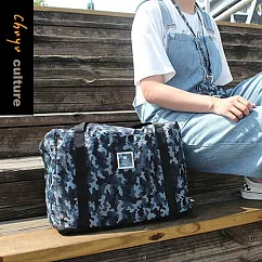 珠友 迷彩行李箱提袋/插桿式兩用提袋/肩背包/旅行袋/防水提袋 02藍