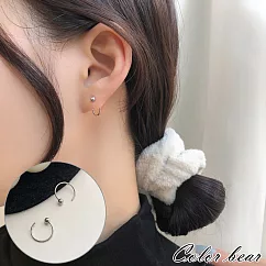 【卡樂熊】S925銀針簡約小圈設計感造型耳環─ 銀色